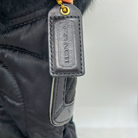 Coach Authentic Black Quilted Shoulder Bag with Rabbit Fur Trim - Picture 4 of 5